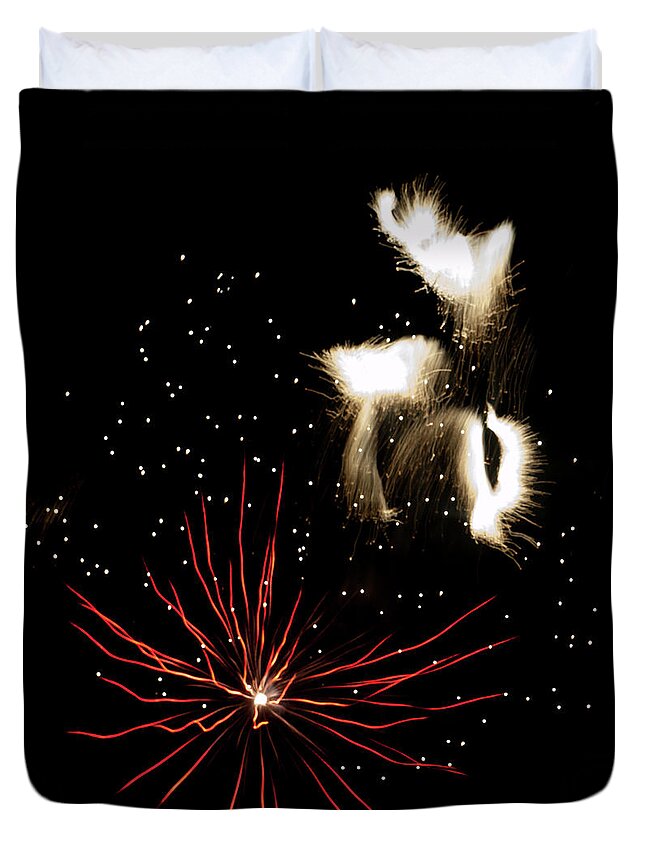 Fireworks Duvet Cover featuring the photograph Abstract Fireworks iii by Helen Jackson