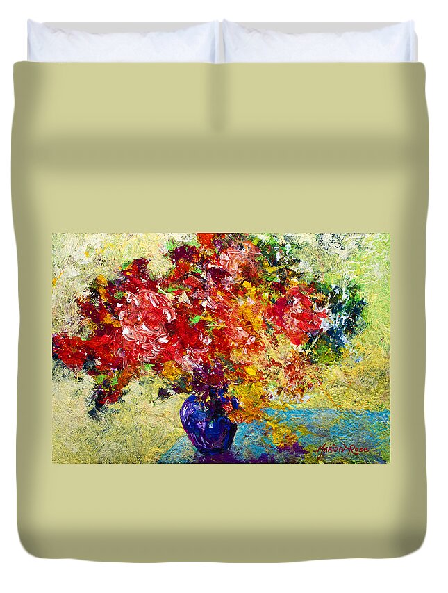 Floral Duvet Cover featuring the painting Abstract Floral 1 by Marion Rose