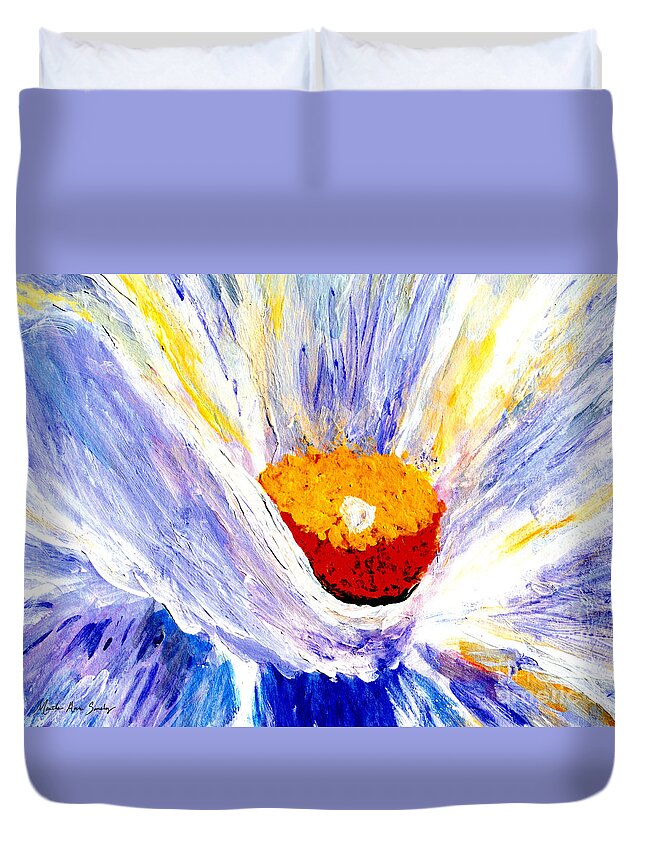 Martha Ann Sanchez Duvet Cover featuring the painting Abstract Floral Painting 001 by Mas Art Studio