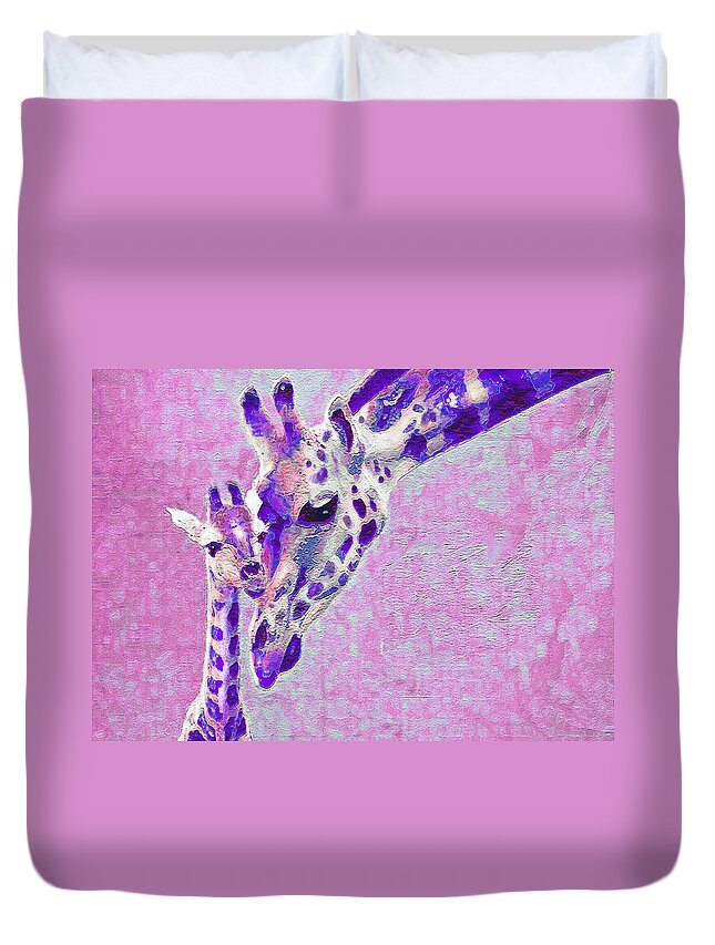  Jane Schnetlage Duvet Cover featuring the digital art Abstract Giraffes2 by Jane Schnetlage
