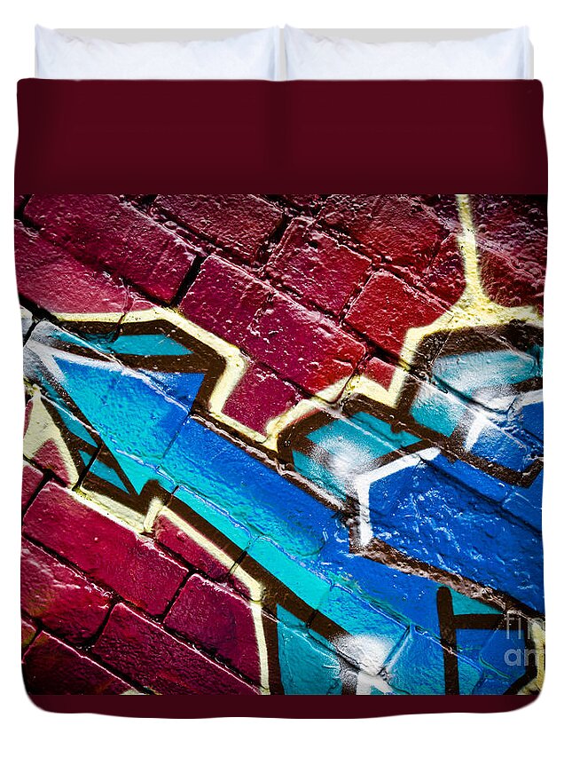 Abstract Duvet Cover featuring the painting Abstract Graffiti Arrow by Yurix Sardinelly