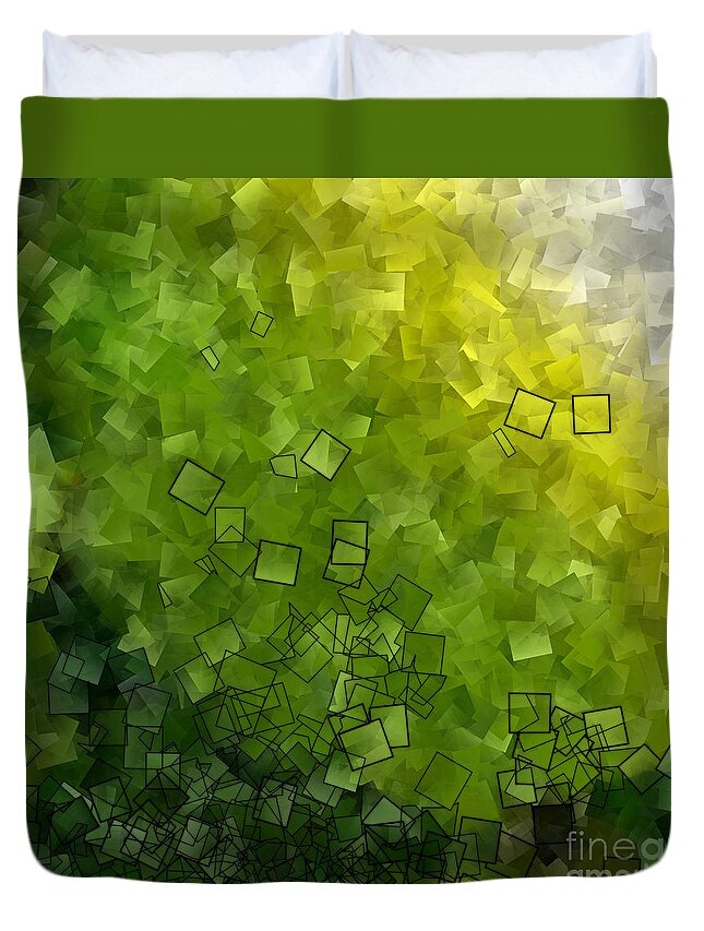 Abstract Duvet Cover featuring the photograph Apple Green - Abstract Tiles No15.819 by Jason Freedman