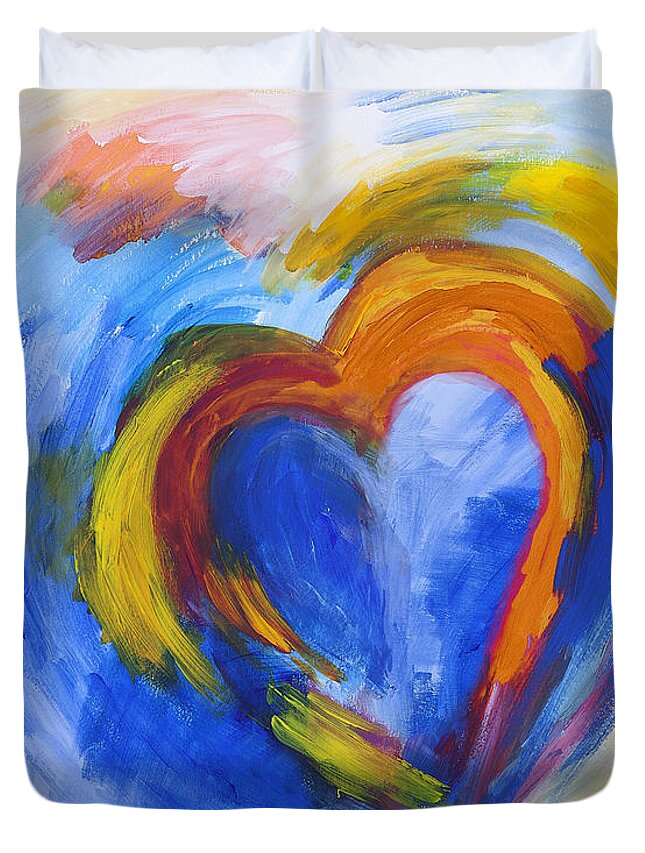 Heart Duvet Cover featuring the painting Abstract Heart Painting by Stella Levi