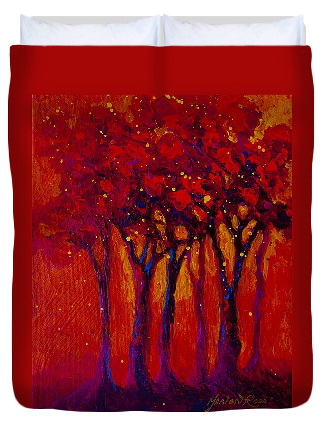 Trees Duvet Cover featuring the painting Abstract Landscape 2 by Marion Rose