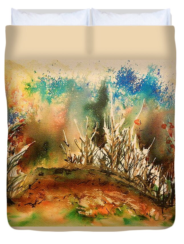 Brusho Duvet Cover featuring the painting Abstract Landscape by Betty-Anne McDonald