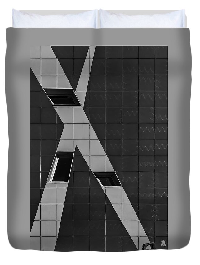 Architecture Duvet Cover featuring the photograph Abstract Monochrome Building by John Williams