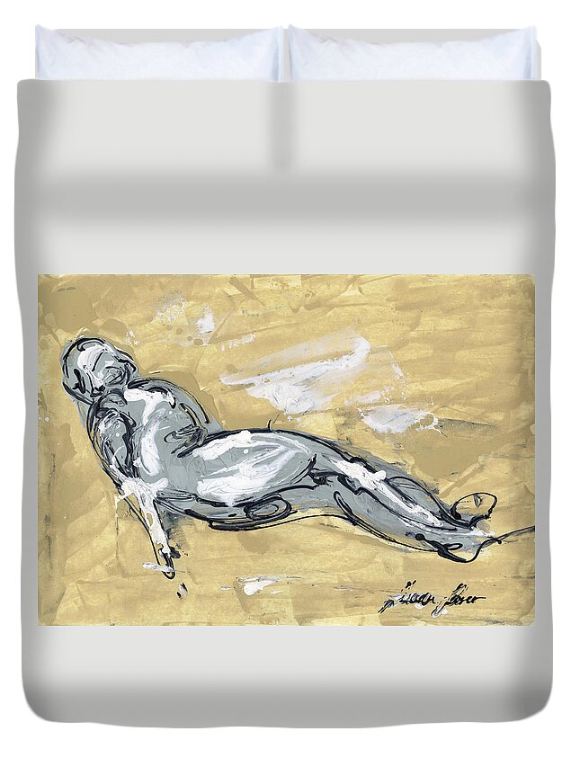 Abstract Nude Drawing Duvet Cover featuring the painting Abstract nude by Juan Bosco