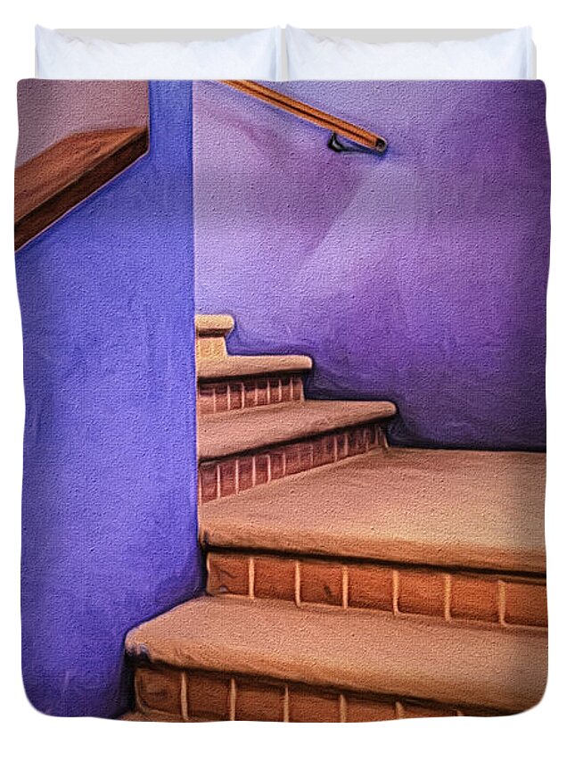 Fine Art Photography Duvet Cover featuring the photograph ABSTRACT of STEPS ... by Chuck Caramella