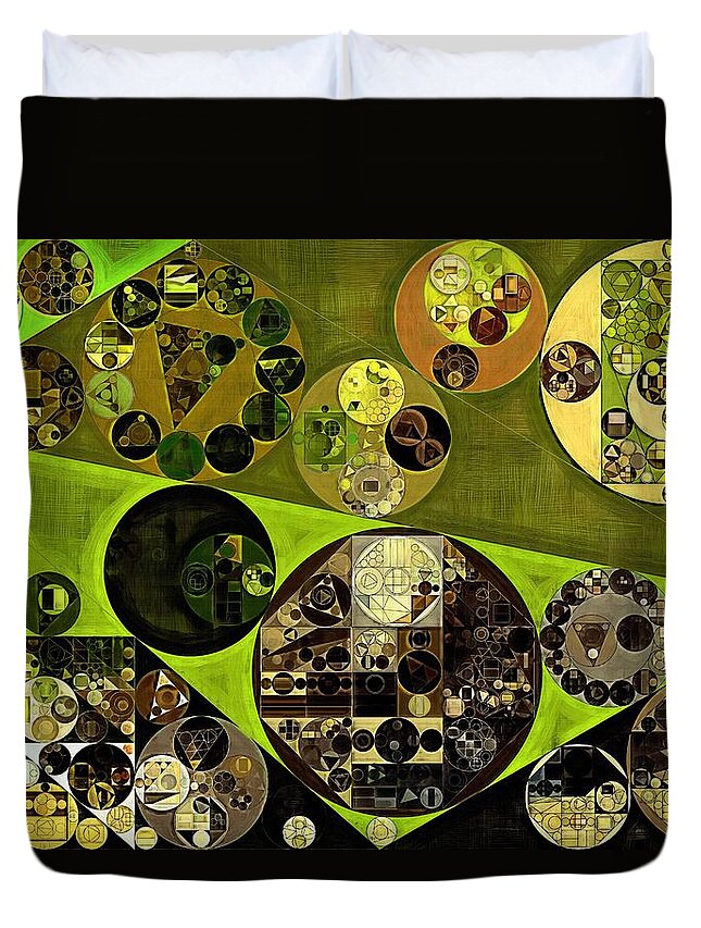 Trigon Duvet Cover featuring the digital art Abstract painting - Trendy green by Vitaliy Gladkiy