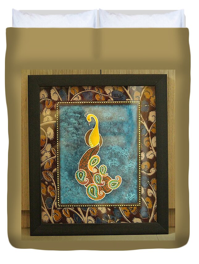 Abstract Peacock Kalamkari Duvet Cover For Sale By Madhumitha Balaji