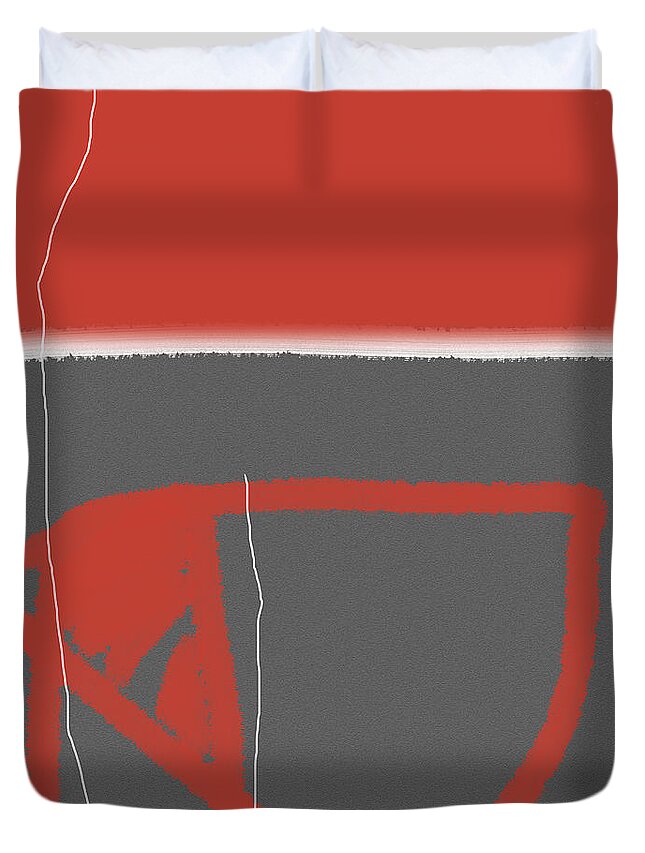 Abstract Duvet Cover featuring the painting Abstract Red by Naxart Studio