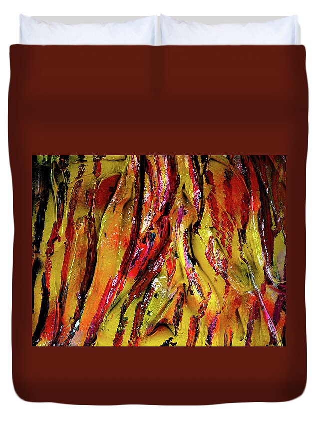 Abstract Lines Duvet Cover featuring the painting Abstract Red Tree Roots by Robert Margetts