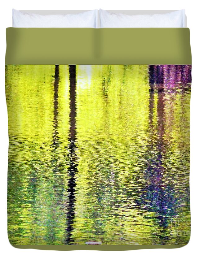 Abstract Duvet Cover featuring the photograph Sunglow Pond by Jan Gelders