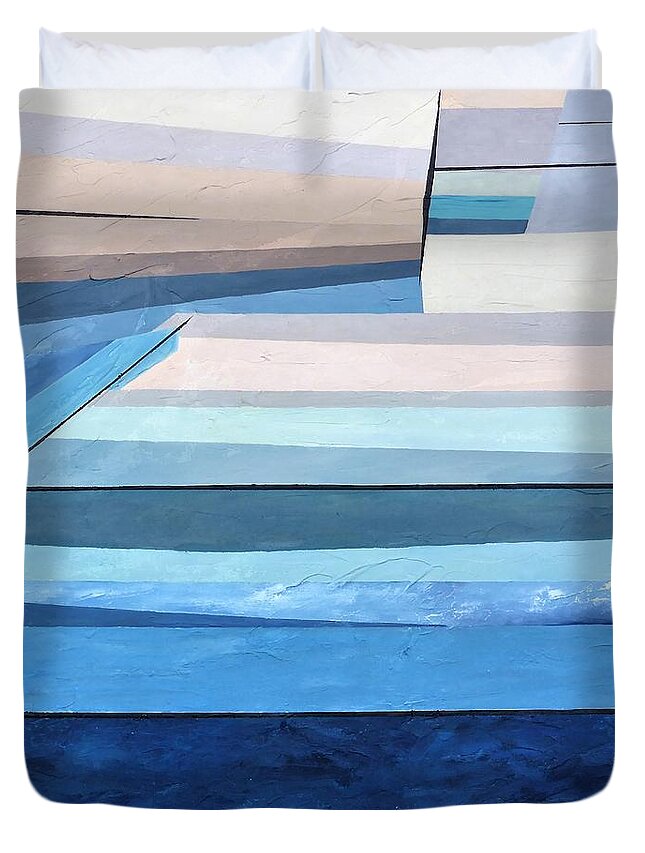 Abstract Duvet Cover featuring the painting Abstract Swimming Pool by Cristina Stefan
