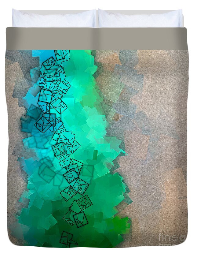 Abstract Duvet Cover featuring the digital art Meander - Abstract Tiles No15.825 by Jason Freedman