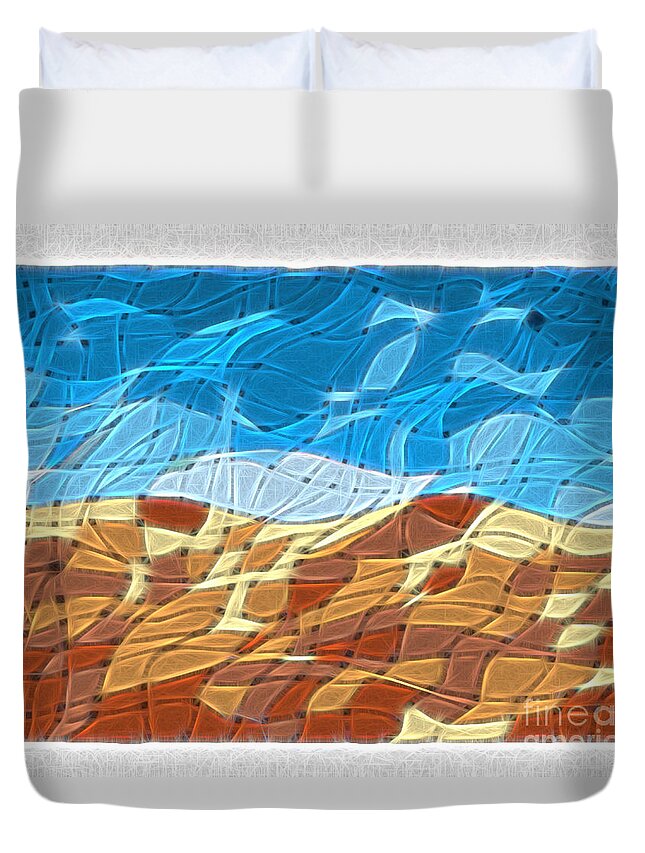 Abstract Duvet Cover featuring the digital art Abstract Tiles - Rocks and Sky No 14.0213 by Jason Freedman