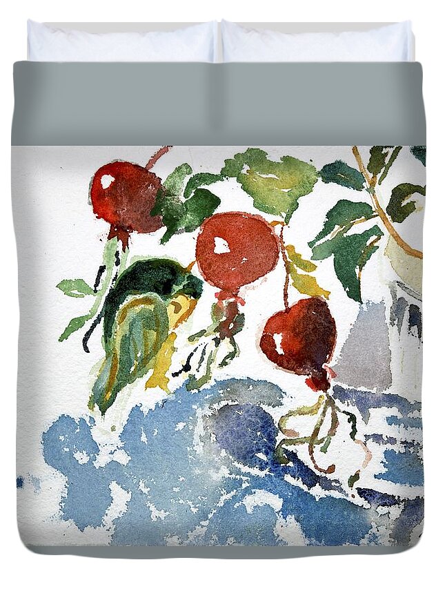  Duvet Cover featuring the painting Abstract Vegetables 2 by Kathleen Barnes