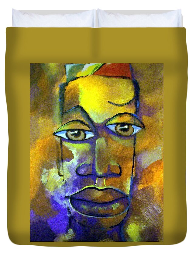  Duvet Cover featuring the painting Abstract Young Man by Raymond Doward