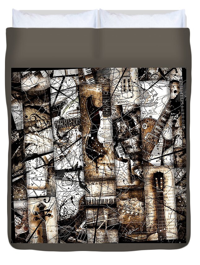 Piano Duvet Cover featuring the digital art Abstracta 37 Musicum Mosaic by Gary Bodnar
