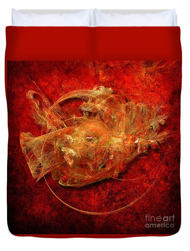 Red Duvet Cover featuring the digital art Abstractfantasy No. 1 by Alexa Szlavics