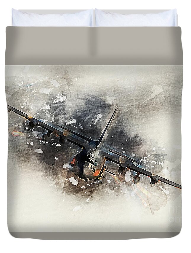 Ac130 Duvet Cover featuring the digital art AC130 Gunship Painting by Airpower Art