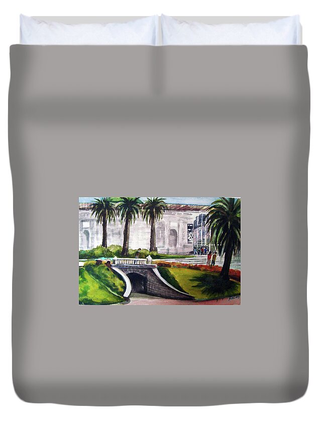 San Francisco Duvet Cover featuring the painting Academy Tunnel by Karen Coggeshall