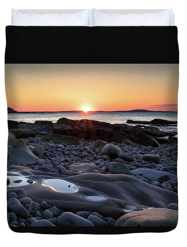 Sunrise Duvet Cover featuring the photograph Acadian Sunrise by Holly Ross