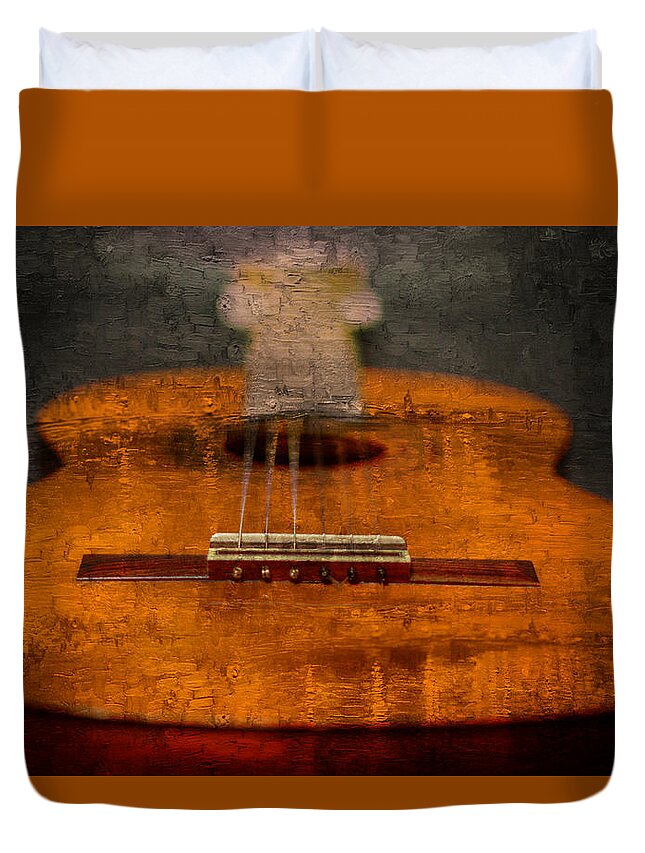 Guitar Duvet Cover featuring the photograph Aceite by Ricardo Dominguez