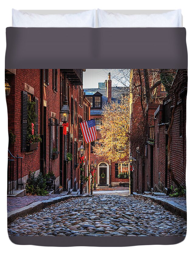 Acorn St. Duvet Cover featuring the photograph Acorn St. by Rob Davies