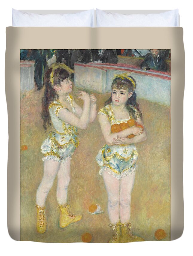 Francisca And Angelina Wartenberg Duvet Cover featuring the painting Acrobats at the Cirque Fernando by Auguste Renoir