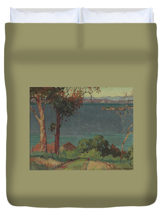 Across The Firth Of Thames Duvet Cover featuring the painting Across the Firth of Thames by Celestial Images