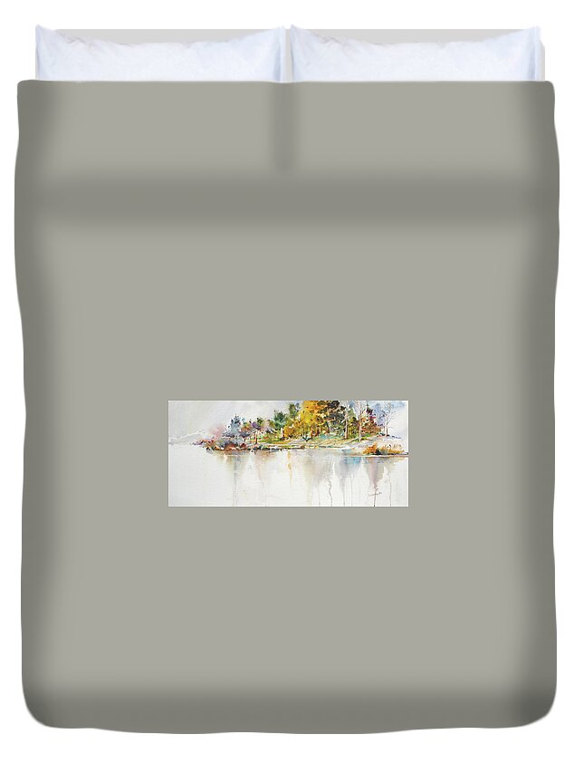 New England Scenes Duvet Cover featuring the painting Across the Pond by P Anthony Visco