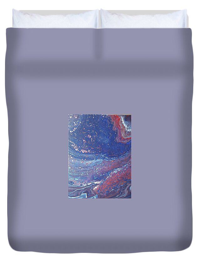 #abstractacrylics #abstractart #coolart #acrylicpainting #abstractacrylicpaintings @acrylicdirtypours #acrylicpoursdarkcolors#abstractartforsale #camvasartprints #originalartforsale #abstractartpaintings Duvet Cover featuring the painting Acrylic Dirty Pour using blue red and white by Cynthia Silverman
