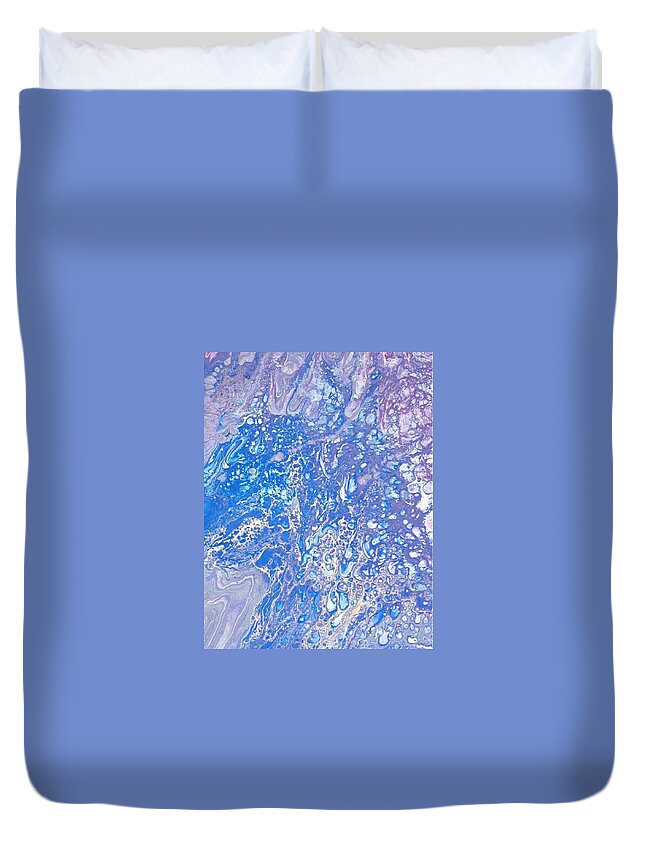 #acrylicdirtypours #acrylicpaintings #carylicswithbluesandpurple #coolart #sugarplumtheband #acrylicart #acrylicwithcoolcolors #abstractartforsale #camvasartprints #originalartforsale #abstractartpaintings Duvet Cover featuring the painting Acrylic Dirty Pour using blues, purples and gold by Cynthia Silverman
