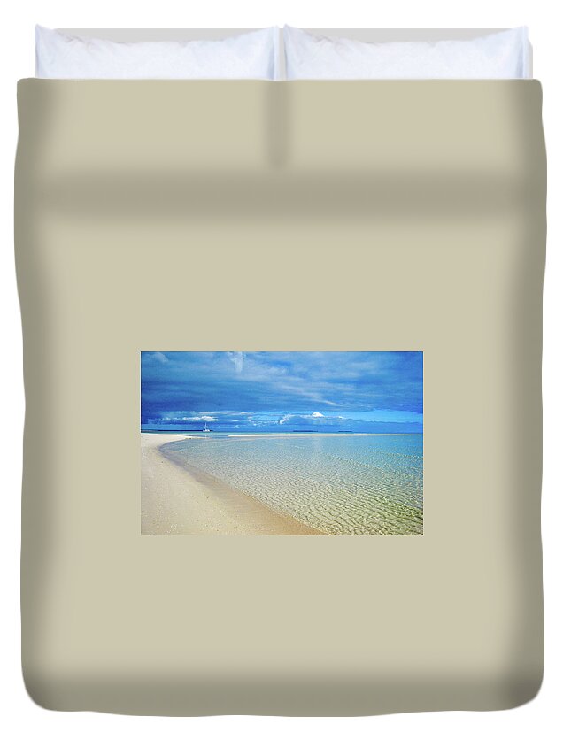 Beach Duvet Cover featuring the photograph ADAGIO alone in Ouvea, South Pacific by Dorothy Darden
