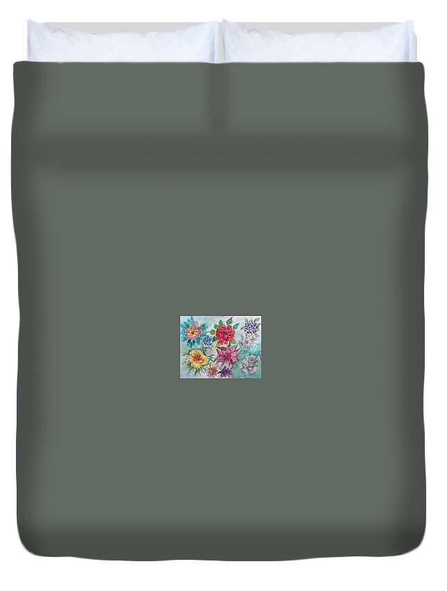 Spring Garden Duvet Cover featuring the painting Adele's Garden by Lucille Valentino