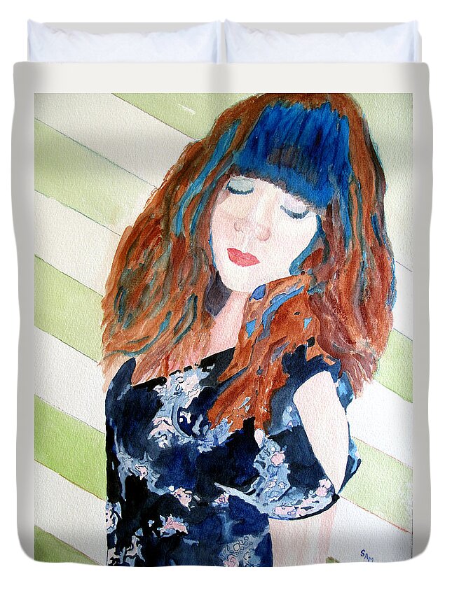 Adelina Duvet Cover featuring the painting Adelina by Sandy McIntire