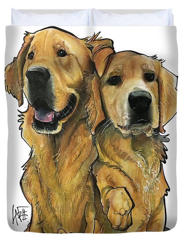 Pet Portrait Duvet Cover featuring the drawing Adie 3320 by John LaFree