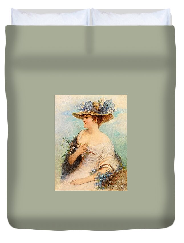 Millot Duvet Cover featuring the painting Adolphe Philippe Millot by Celestial Images