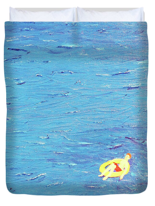 Modern Art Duvet Cover featuring the painting Adrift by Thomas Blood