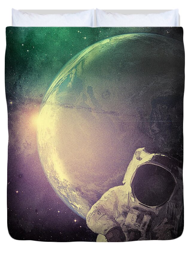 Earth Duvet Cover featuring the digital art Adventure In Space by Phil Perkins