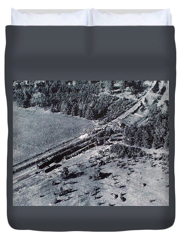 Train Duvet Cover featuring the photograph Aerial Train Wreck by Jeanne May