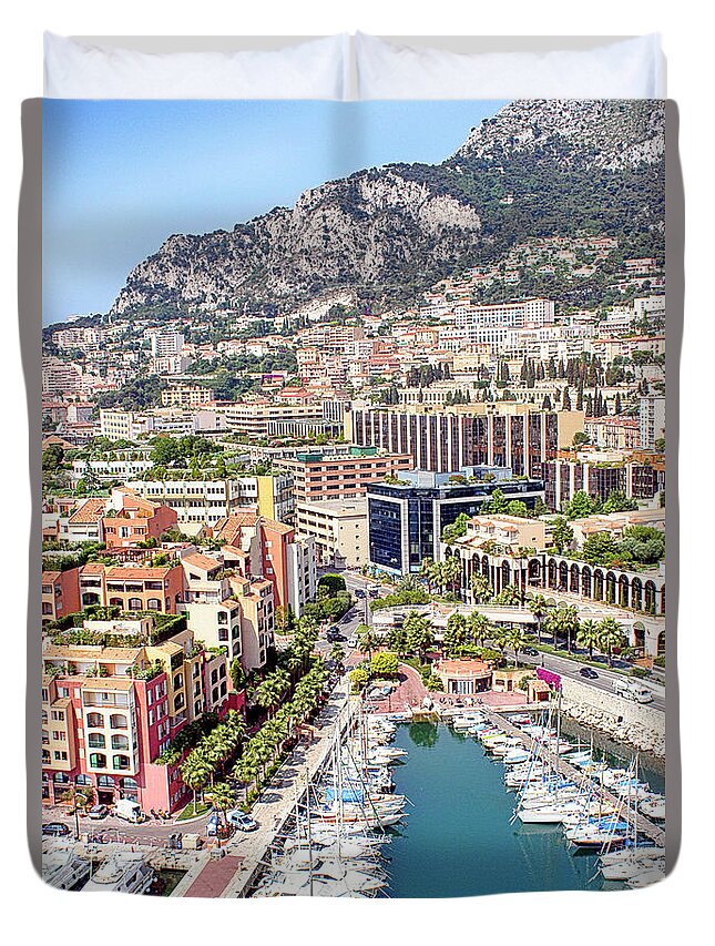 Monaco Duvet Cover featuring the photograph Aerial view of Monaco by Chris Smith