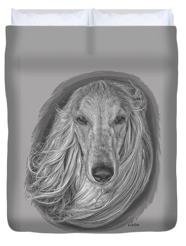 Afghan Hound Duvet Cover featuring the digital art Afghan by Larry Linton