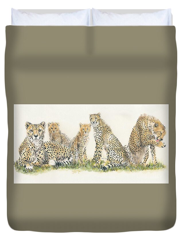 Cheetah Duvet Cover featuring the mixed media African Cheetah Wrap by Barbara Keith