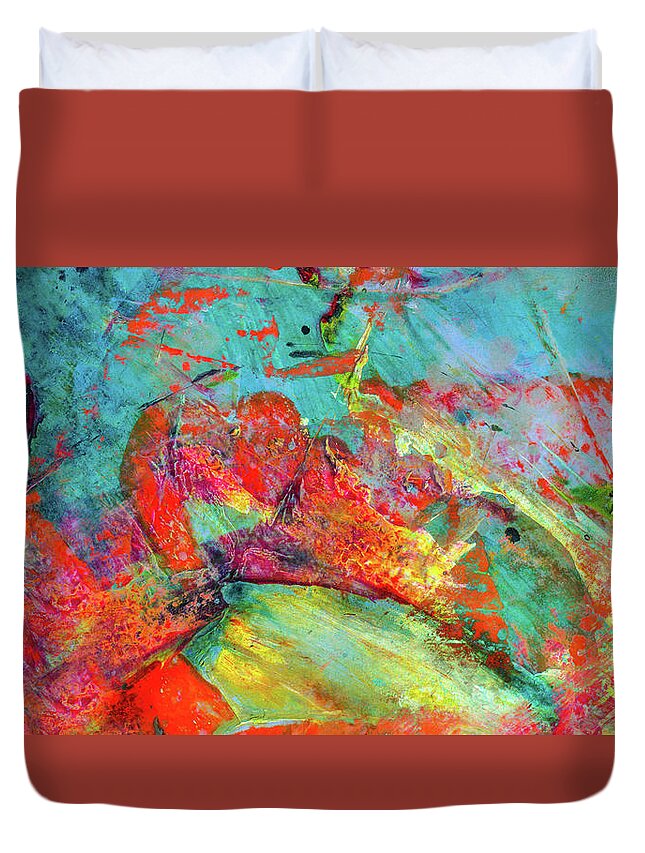 Abstract Duvet Cover featuring the painting After Every Storm The Sun Will Smile - Colorful Abstract Art Painting by Modern Abstract