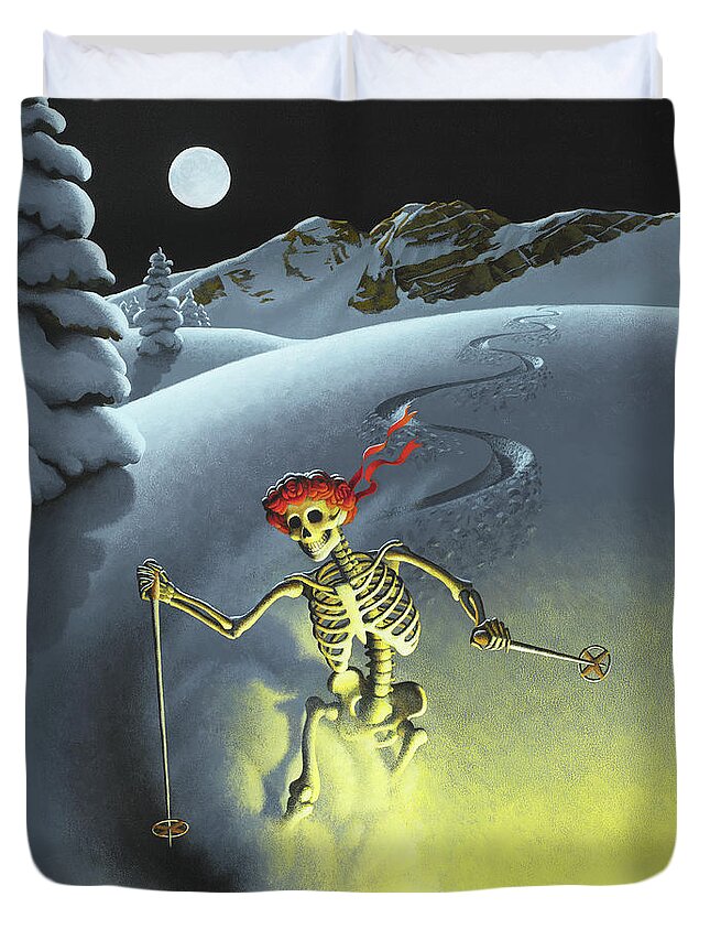 Ski Duvet Cover featuring the painting After Hours by Chris Miles