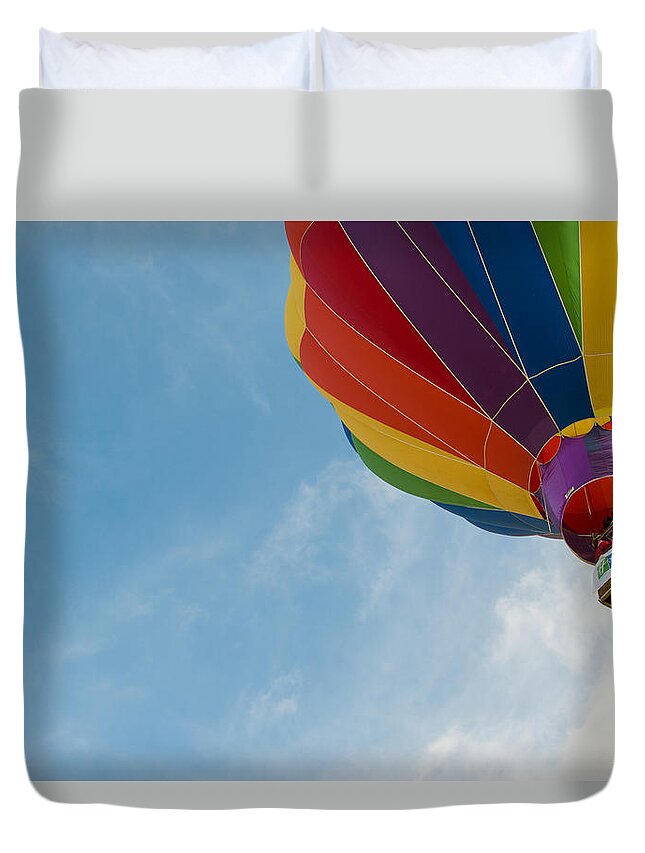 Hot Air Balloon Duvet Cover featuring the photograph After liftoff by Stephen Holst