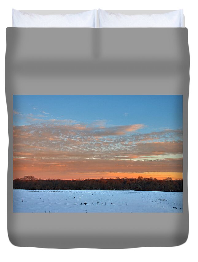 Sunset Duvet Cover featuring the photograph After Storm Jonas by Steven Richman
