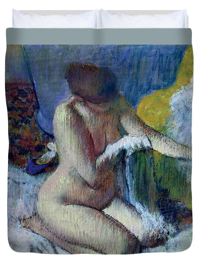 After Duvet Cover featuring the painting After the Bath by Edgar Degas